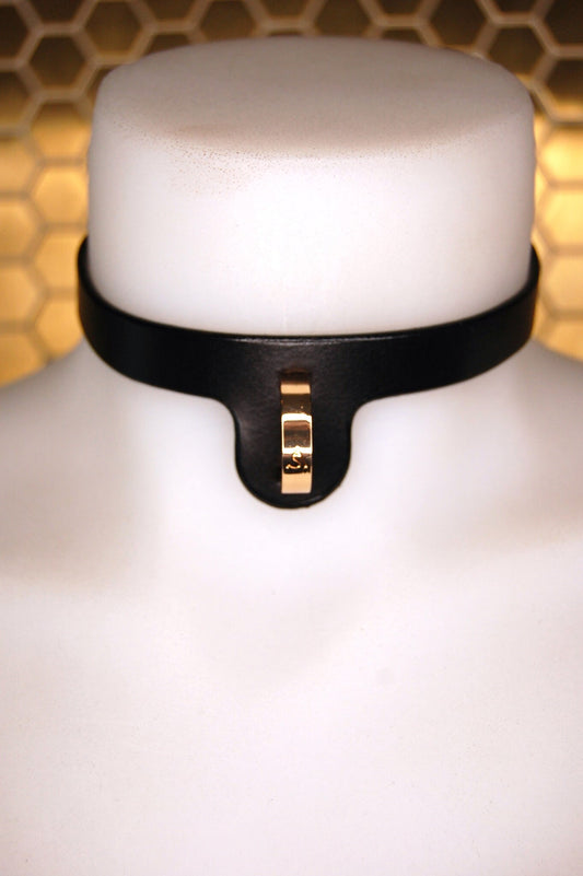 Embla 2.0 Leather Collar Black & Gold