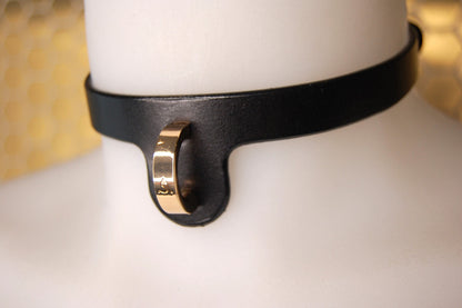 Embla 2.0 Leather Collar Black & Gold