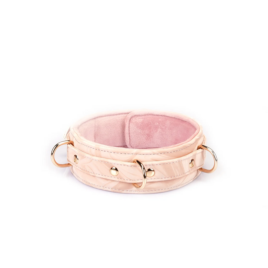 Plush Velour Pink Collar with Leash