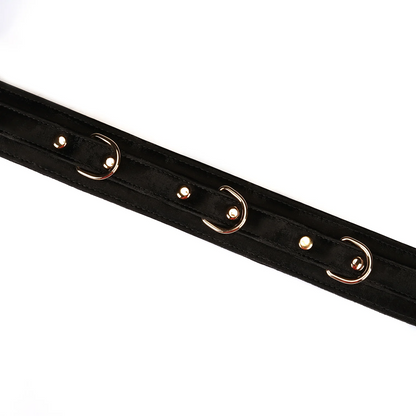 Plush Velour Black Collar with Leash