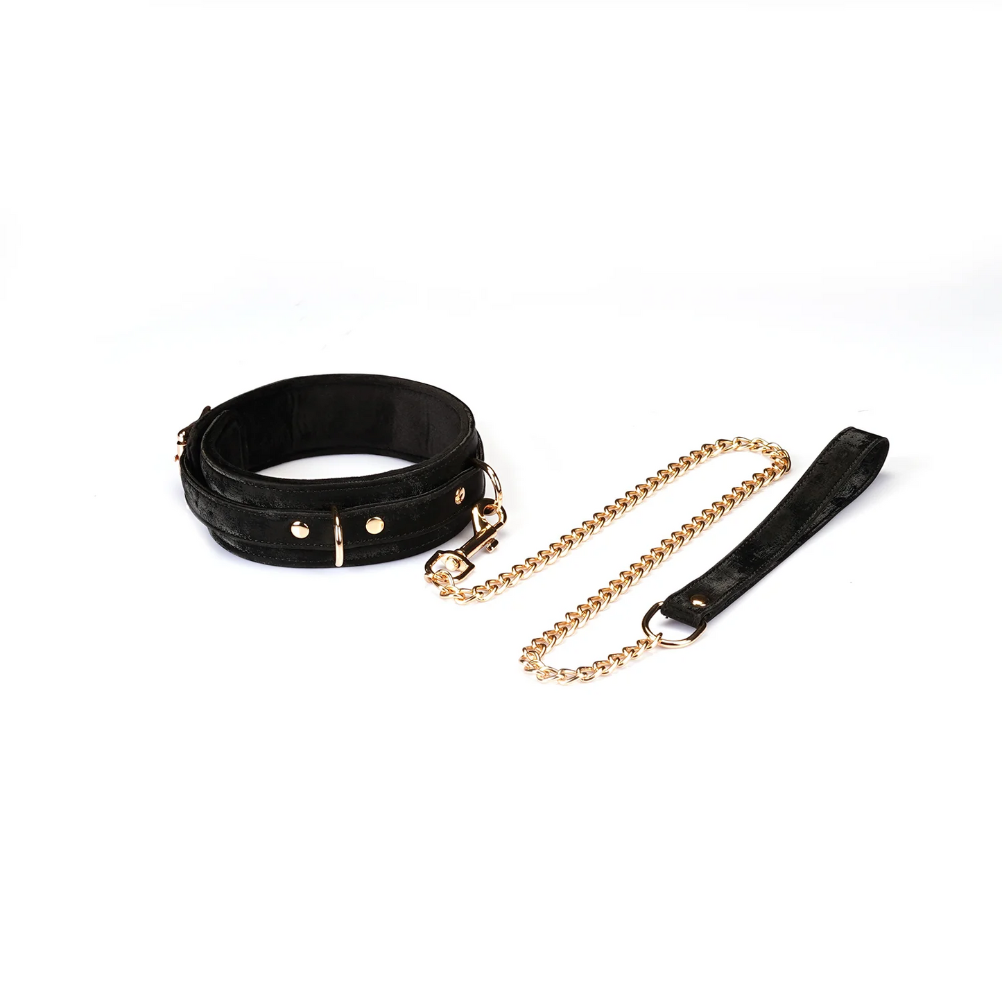 Plush Velour Black Collar with Leash