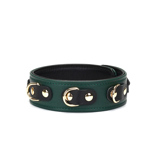 Evergreen Leather Collar with Leash