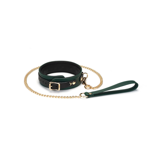 Evergreen Leather Collar with Leash