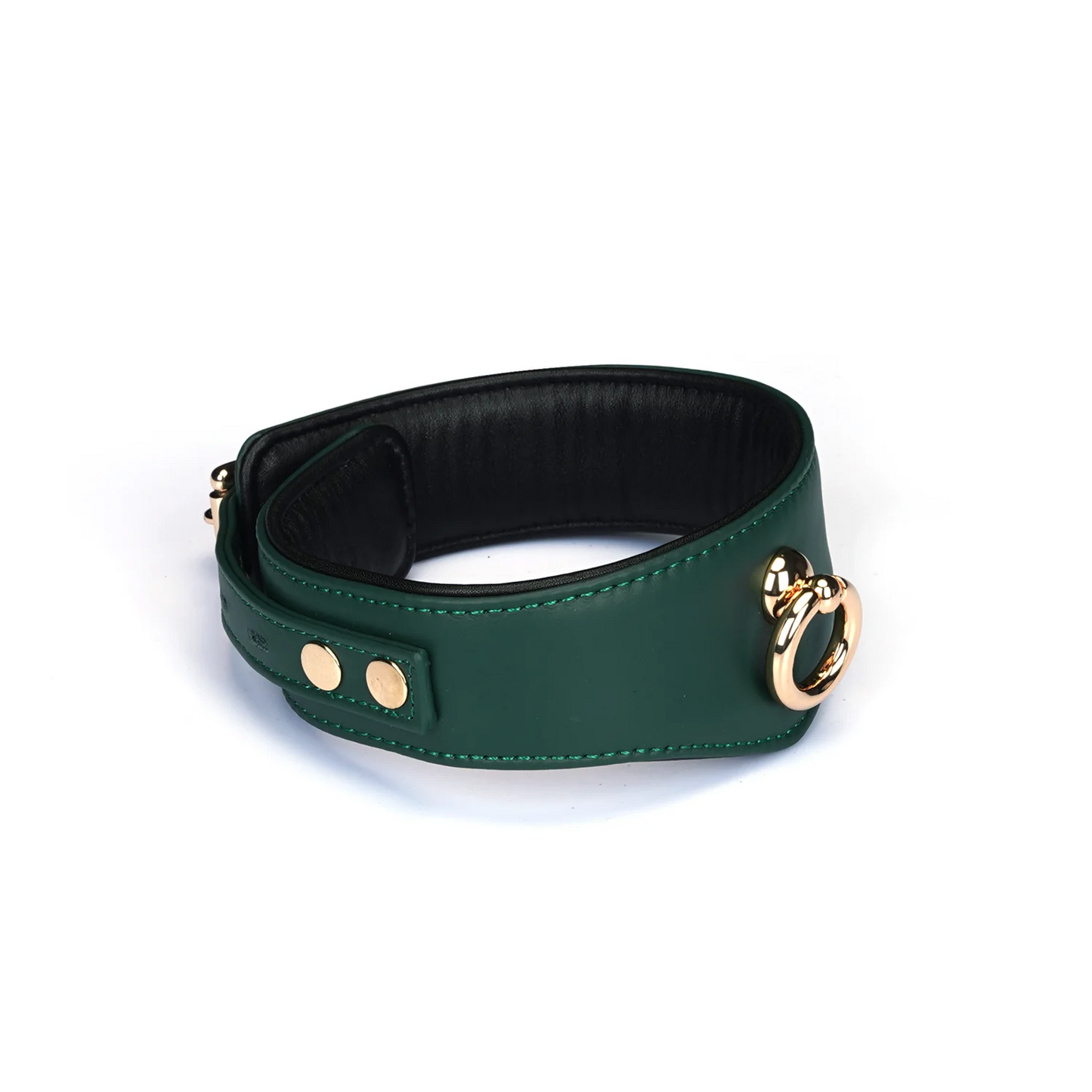 Evergreen Curved Leather Collar With Lock