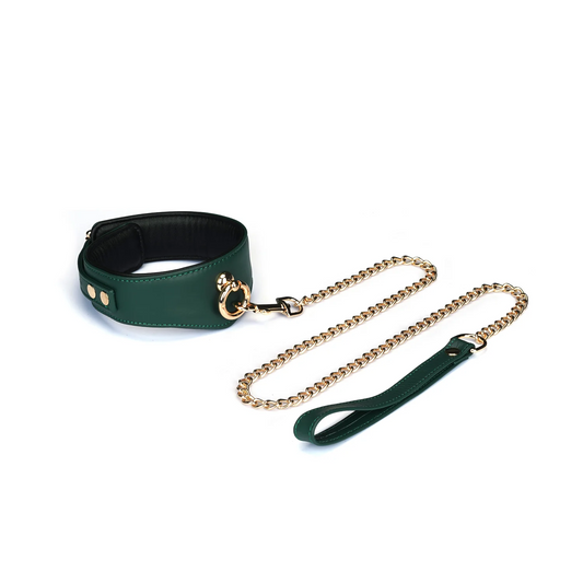 Evergreen Curved Leather Collar With Lock