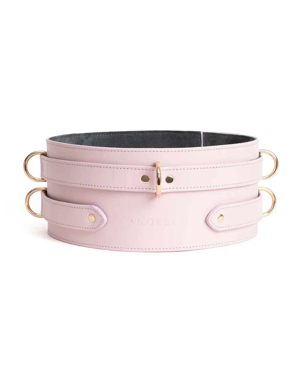 Estrid Pink Bondage Belt with Gold Locks