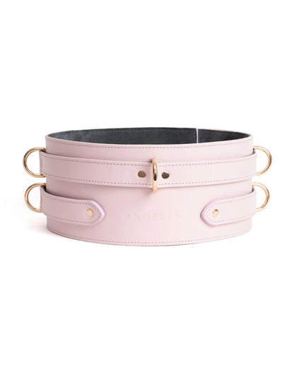 Estrid Pink Bondage Belt with Gold Locks