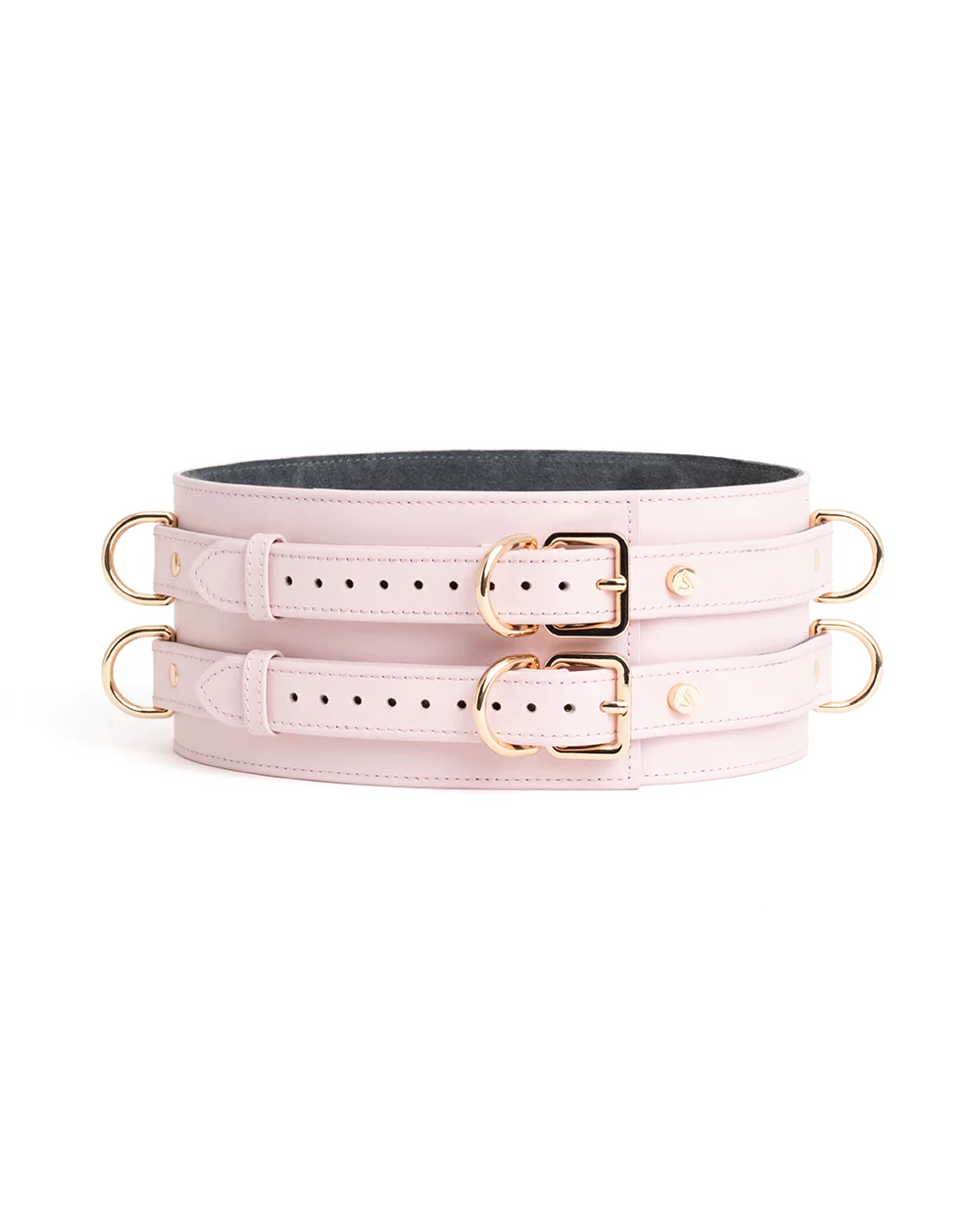 Estrid Pink Bondage Belt with Gold Locks