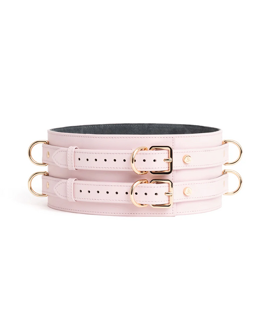 Estrid Pink Bondage Belt with Gold Locks