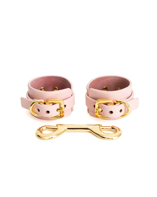 Ora Leather Handcuffs Pink & Gold