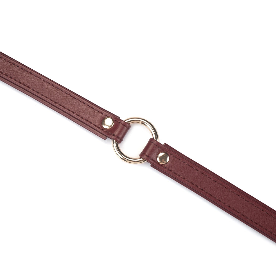 Heron Leather Mini O Ring Collar - Gold Hardware Burgundy