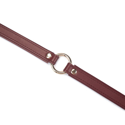 Heron Leather Mini O Ring Collar - Gold Hardware Burgundy