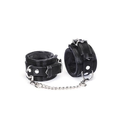 Plush Velour Metallic Black Hand Cuffs