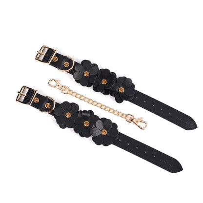 Night Blossom Leather Hand Cuffs