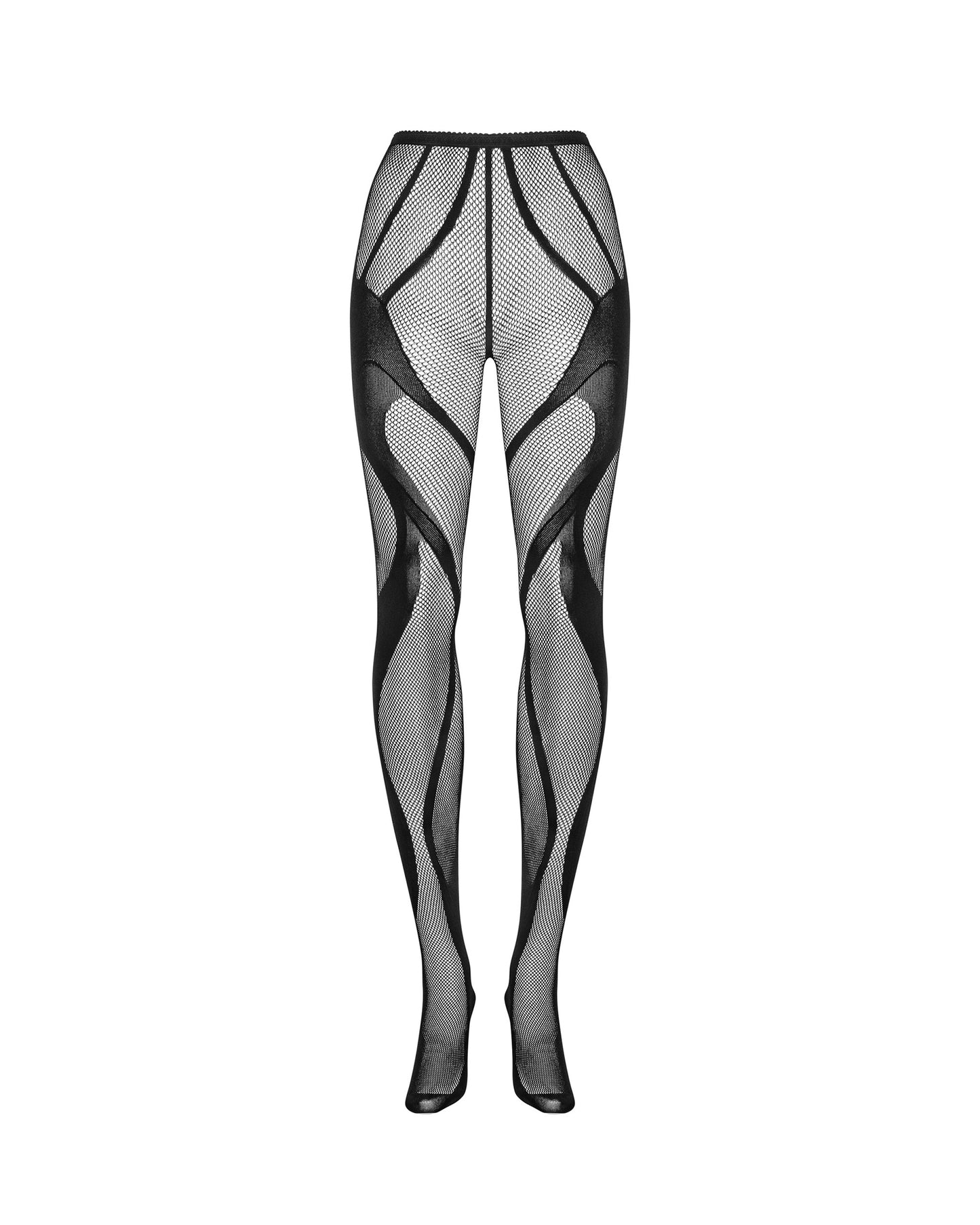 Serpentine Swirl Open-Crotch Fishnet Stockings