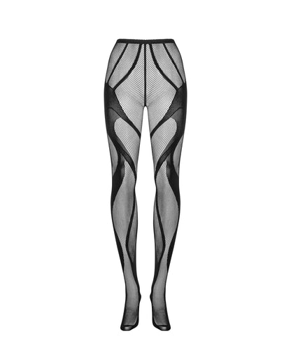 Serpentine Swirl Open-Crotch Fishnet Stockings