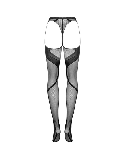 Serpentine Swirl Open-Crotch Fishnet Stockings