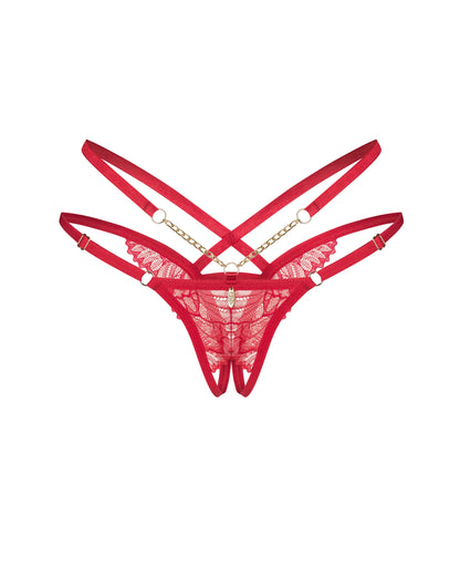 Matildea Open-Crotch Thong Red L/XL