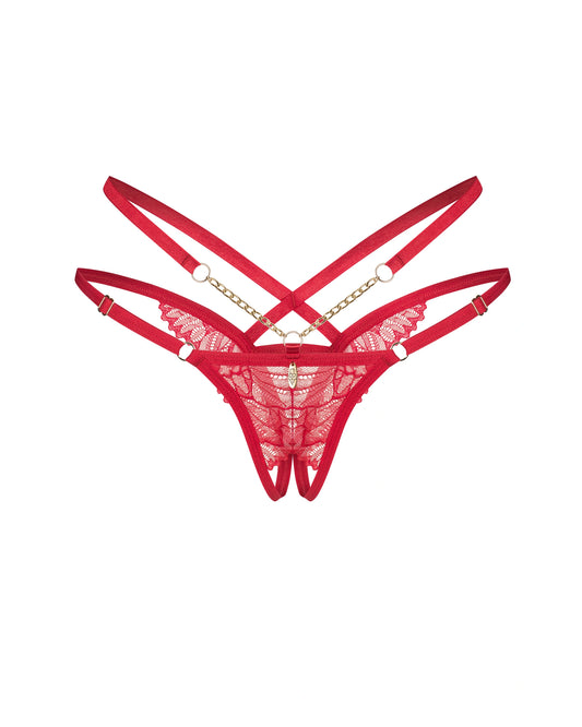 Matildea Open-Crotch Thong Red L/XL