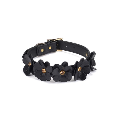 Night Blossom Leather Collar and Leash