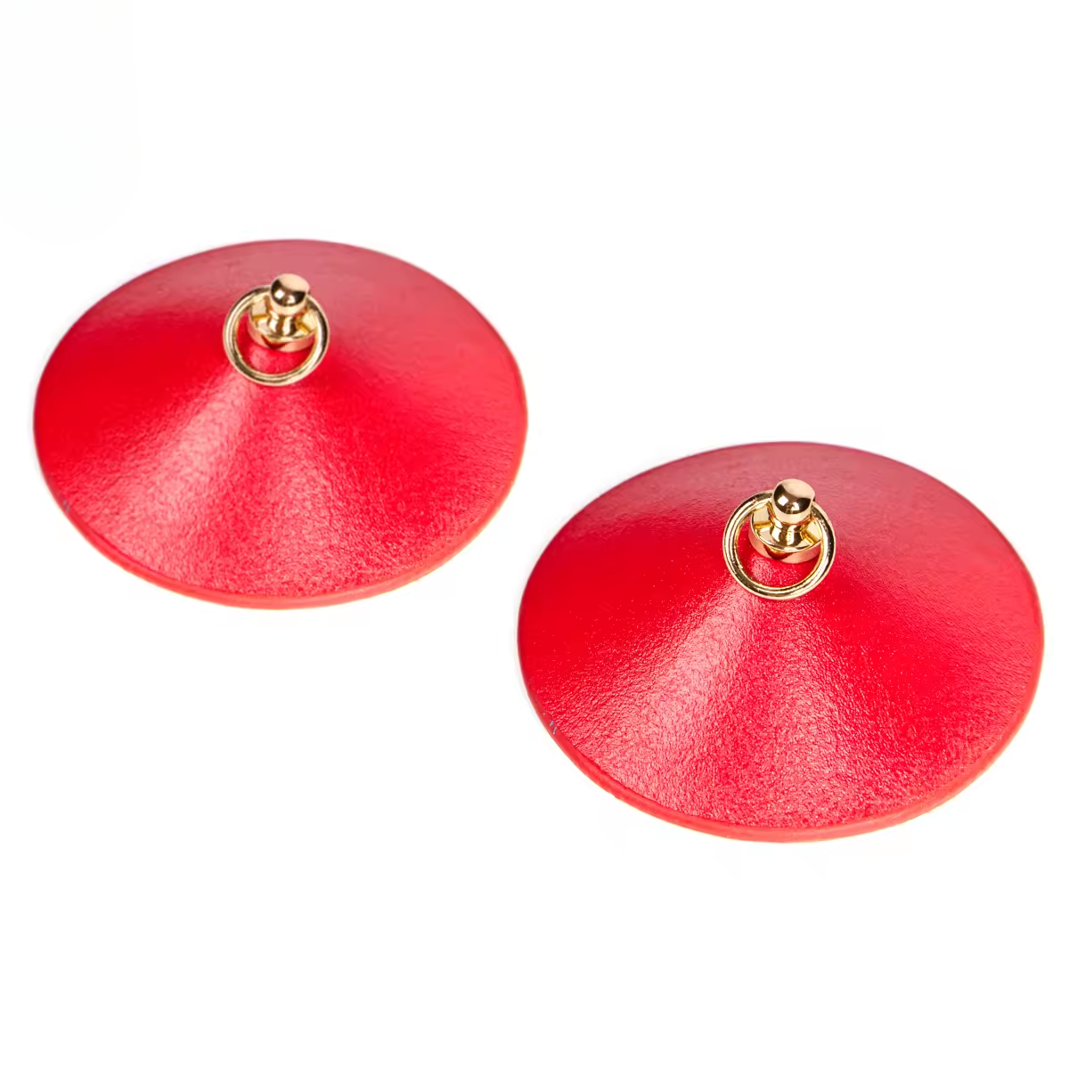 Red Leather Pasties with Gold Ring