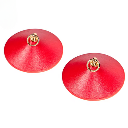 Red Leather Pasties with Gold Ring