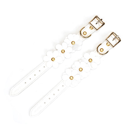 Snow Blossom Leather Hand Cuffs