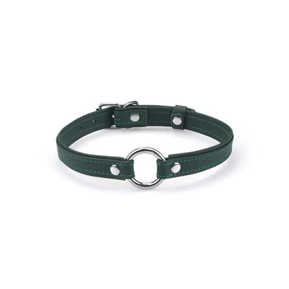 Heron Leather Mini O Ring Collar - Silver Hardware Evergreen