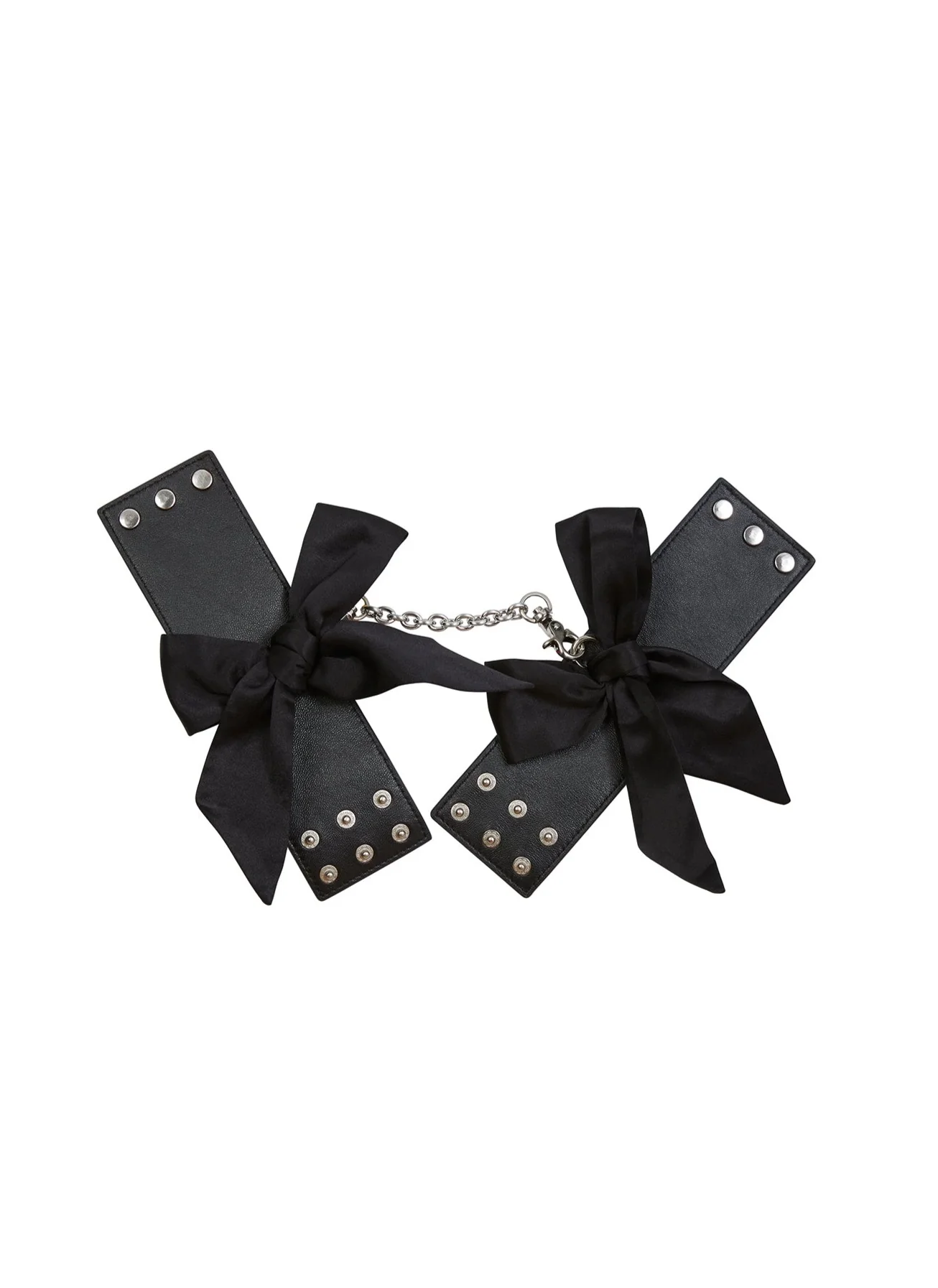 Fleur Du Mal Leather & Silk Bow Cuffs