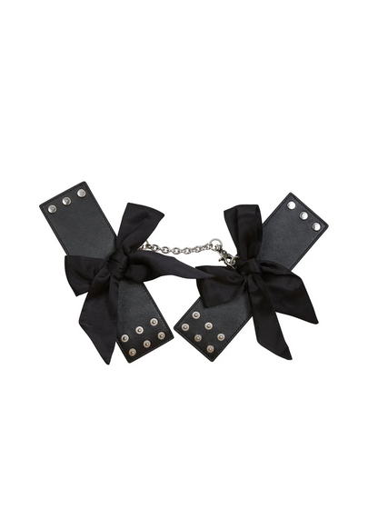 Fleur Du Mal Leather & Silk Bow Cuffs