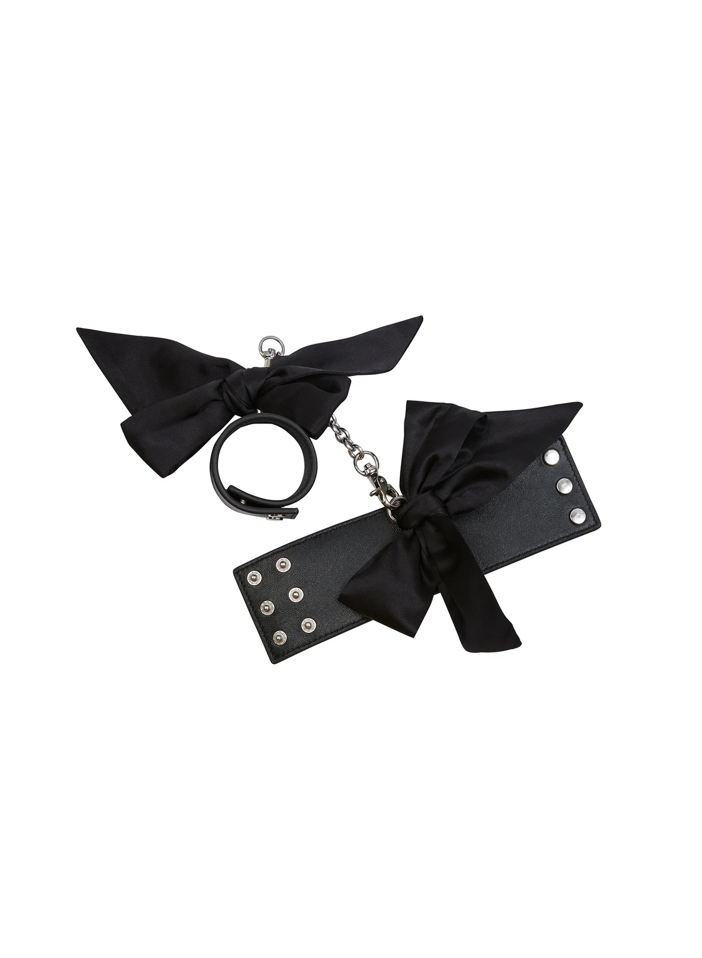 Fleur Du Mal Leather & Silk Bow Cuffs
