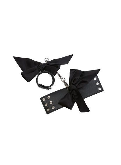 Fleur Du Mal Leather & Silk Bow Cuffs