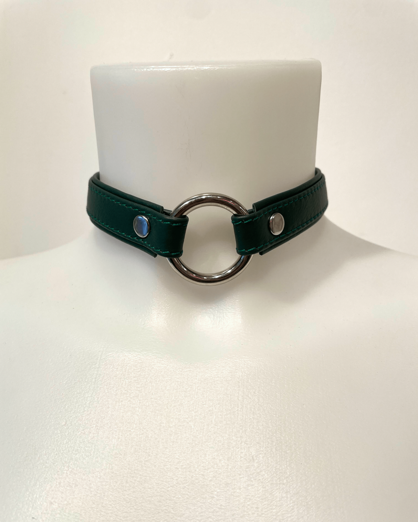 Heron Leather Mini O Ring Collar - Silver Hardware