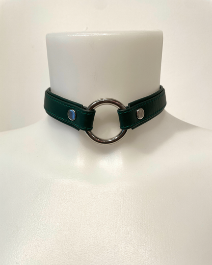 Heron Leather Mini O Ring Collar - Silver Hardware