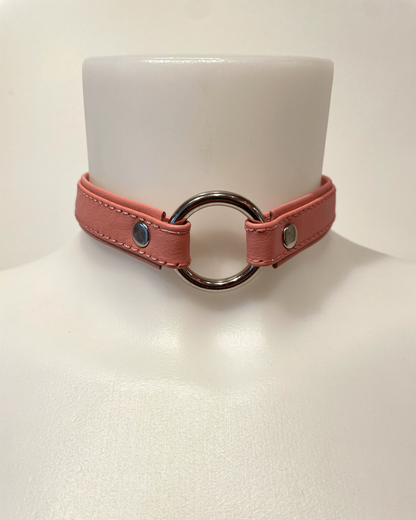 Heron Leather Mini O Ring Collar - Silver Hardware
