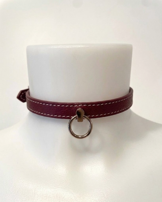 Robin Leather Slim Collar - Gold Hardware Red