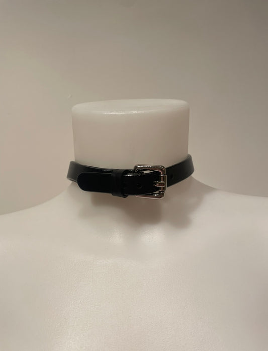 Delia Thin Collar Black and Silver