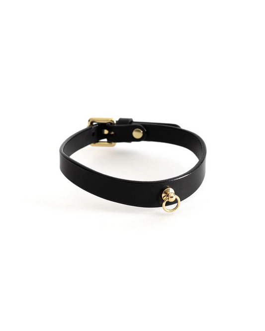 Delia Thin Collar Black and Gold