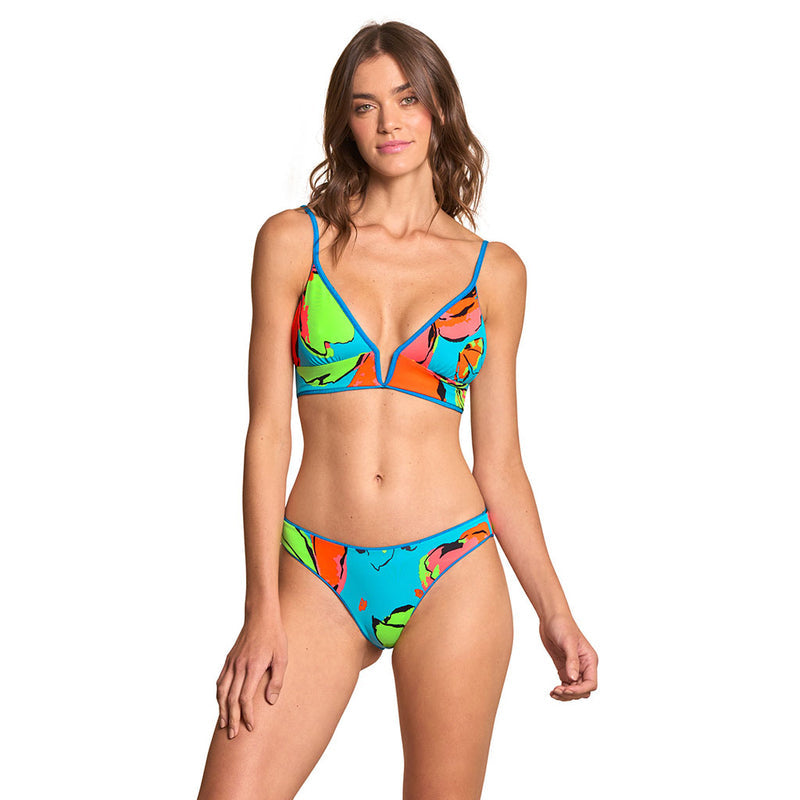 Ocean Blue Parade Reversible Triangle Bikini Top