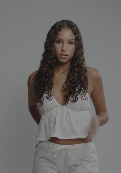 Wander Embroidered Eyelet Halter Cami