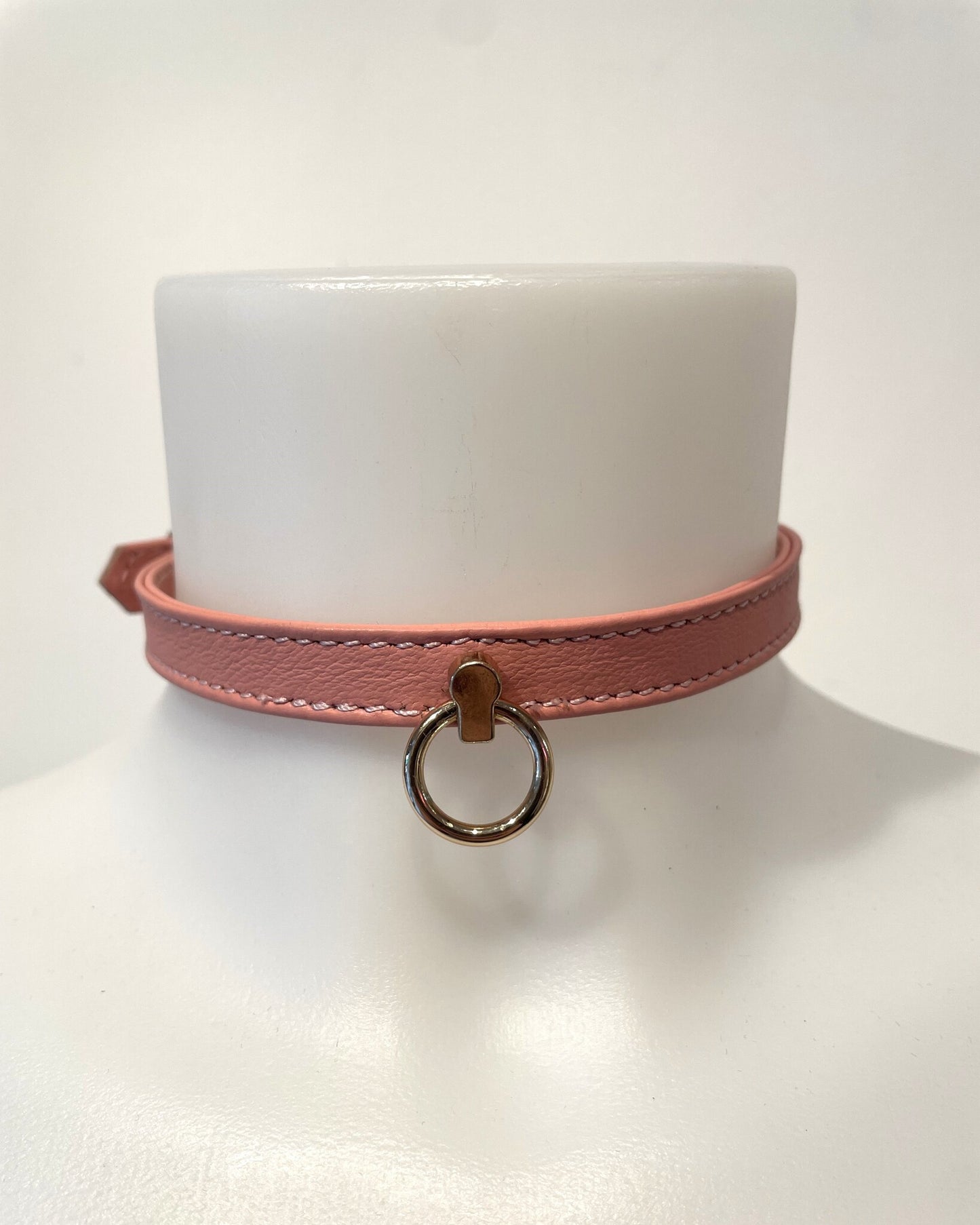 Robin Leather Slim Collar - Gold Hardware Pink