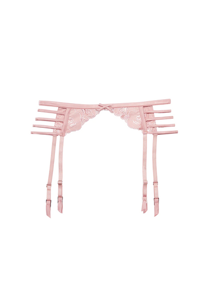 Fleur Du Mal Rose Logo Embroidery Garter Belt Pink