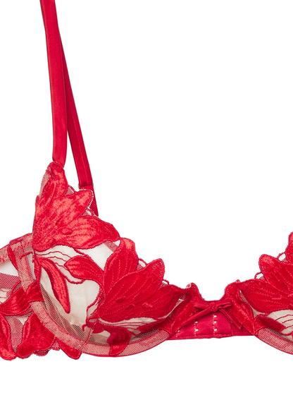 Fleur Du Mal Scarlet Velvet Lily Demi Bra