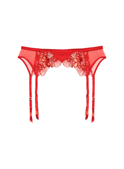Fleur Du Mal Violet Embroided Garter Belt
