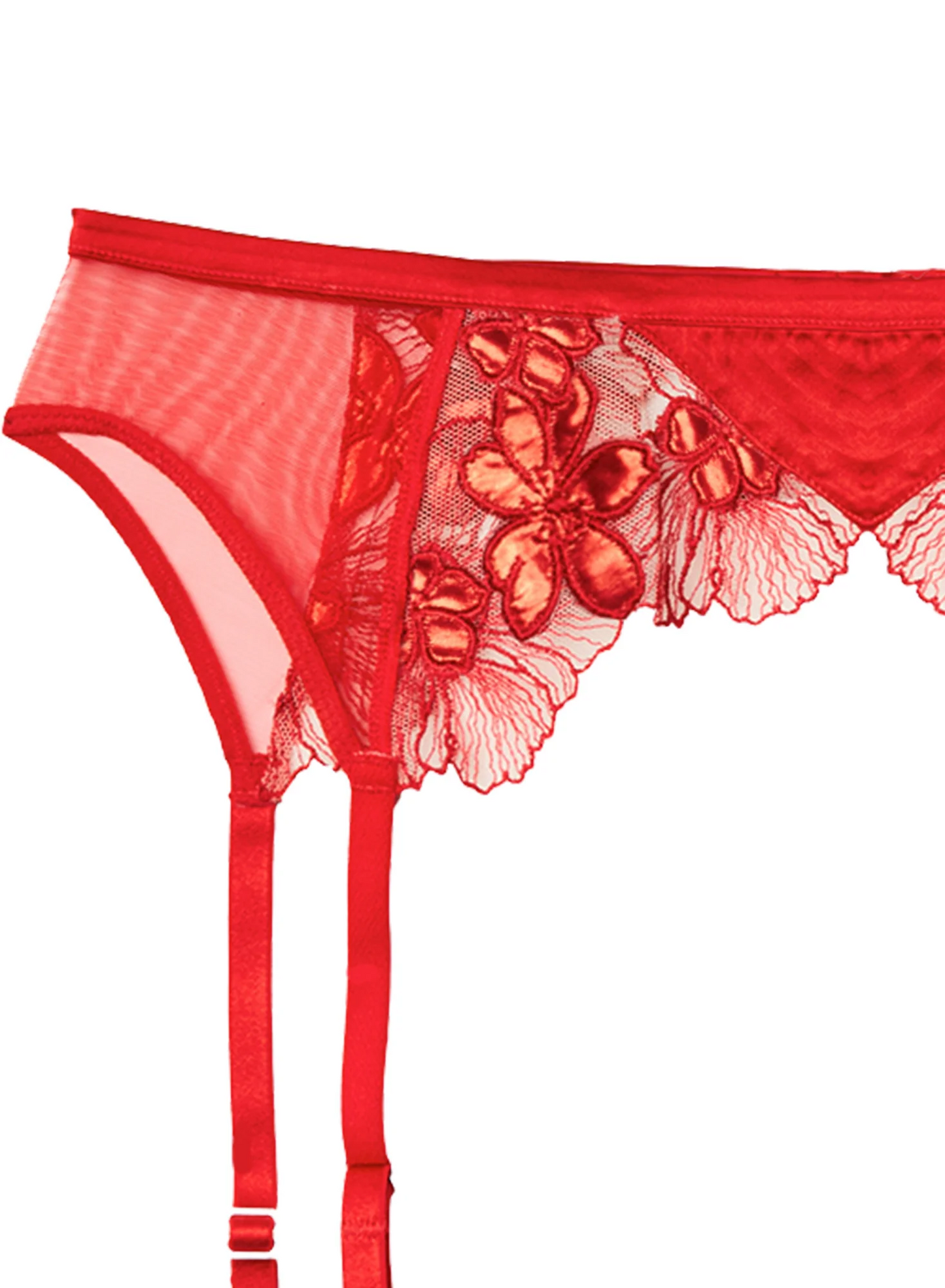 Fleur Du Mal Violet Embroided Garter Belt