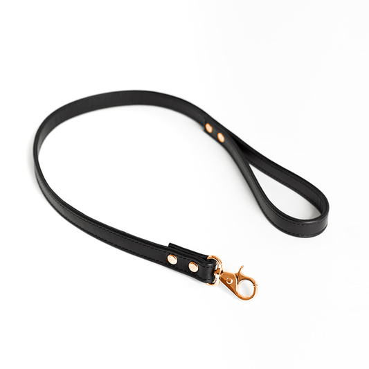 Estrid Leather Leash Black & Gold