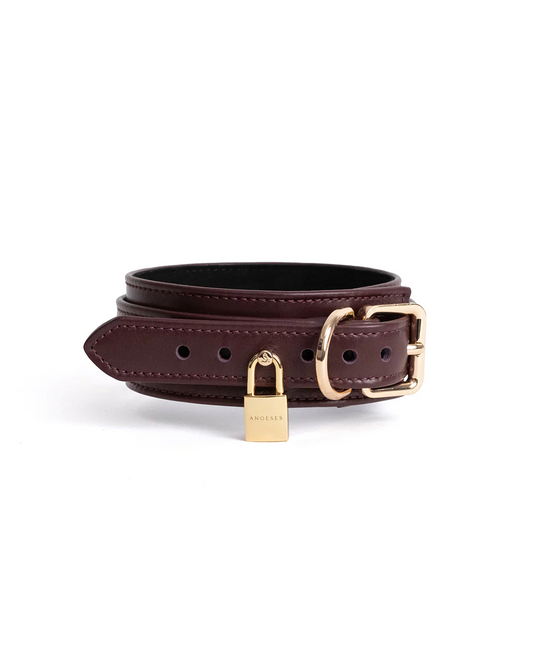 Estrid Collar Burgundy with Gold Lock