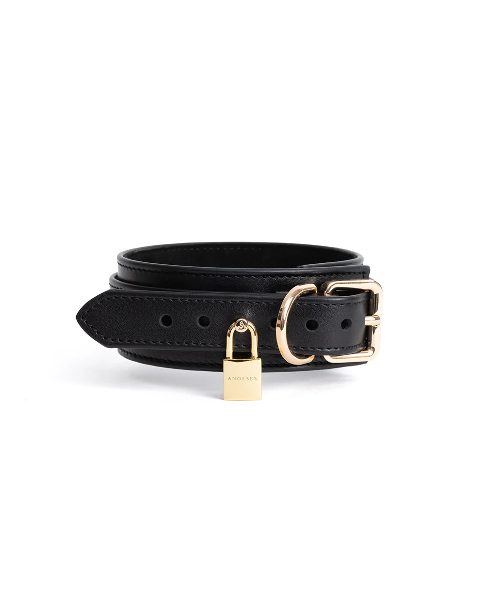 Estrid Collar Black with Gold Lock