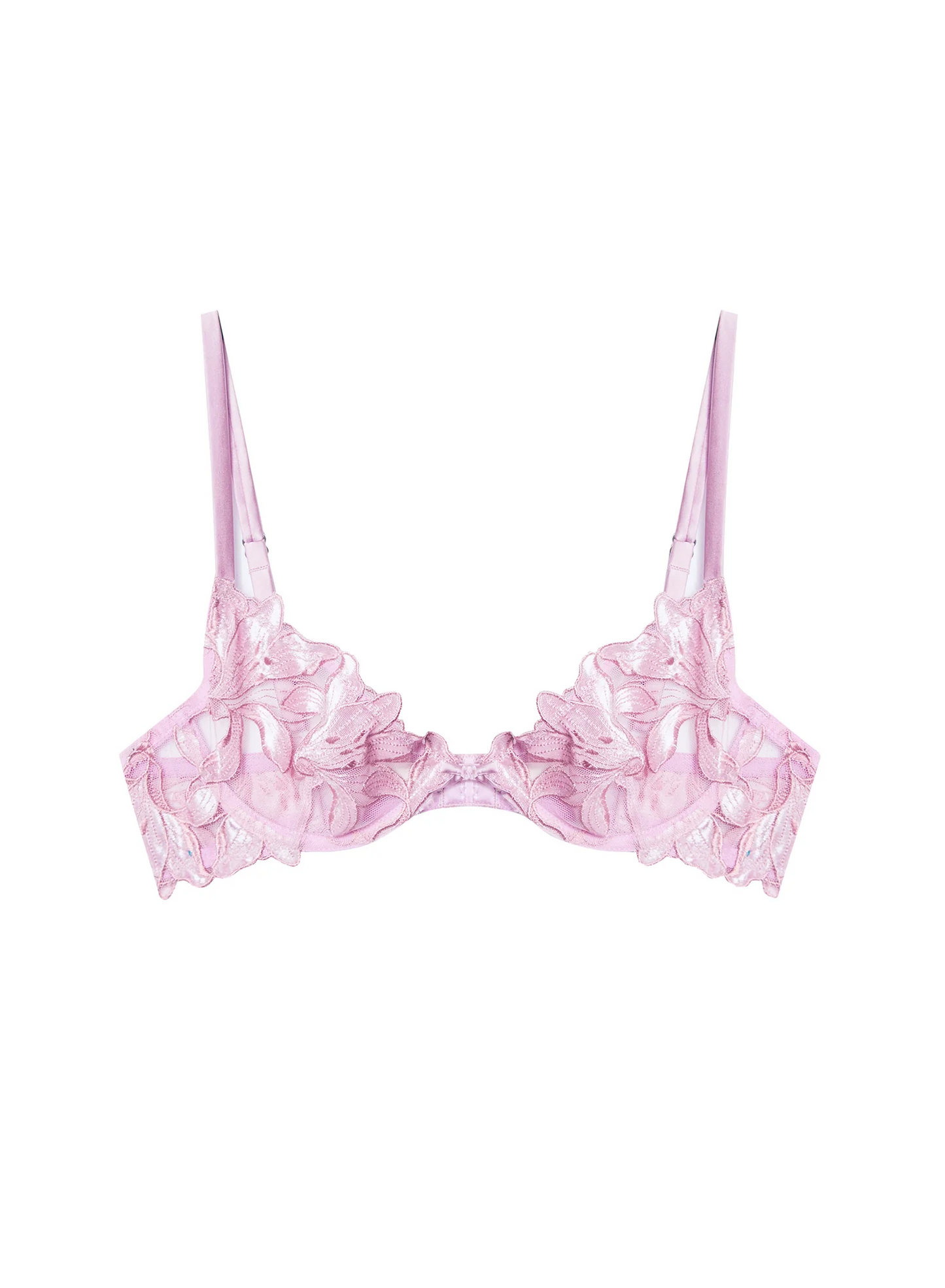 Fleur Du Mal Pink Lavender Velvet Lily Demi Bra