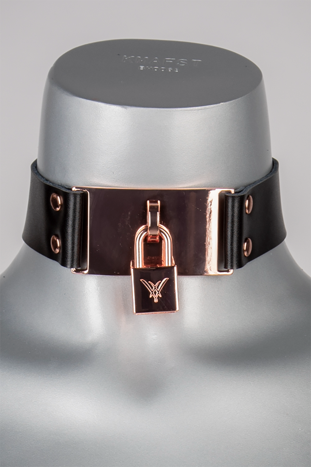 Rose Gold Lock Leather Collar